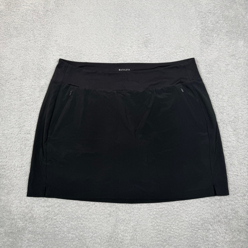 Athleta Soho Skort Black Active Travel Skirt with Built-In Shorts Size 16 Golf
